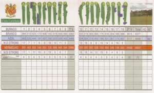 Scorecard vom Golfplatz im Curitabano Golfclub im Bundesstaat Parana.