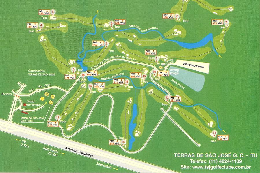 Plan vom Golfplatz vom Terras de Sao Jose Golfclub bei Itu.