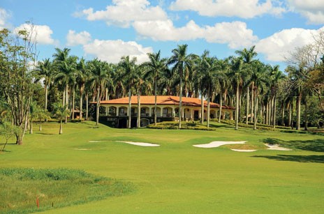 Blick auf den Golfplatz vom Lago Azul Golfclub im Bundesstaat Sao Paulo.