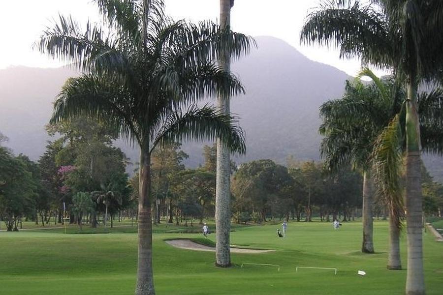 Palmen am Golfplatz vom Itanhanga Golfclub in Rio de Janeiro.