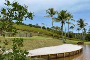 Blick auf den Golfplatz vom Tatuamunha Golfclub im Bundesstaat Alagoas.